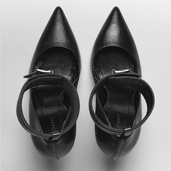 ALL SAINTS Leather Ankle Cuff Pointed Toe Textured high heels Women’s size 7 - Picture 6 of 15